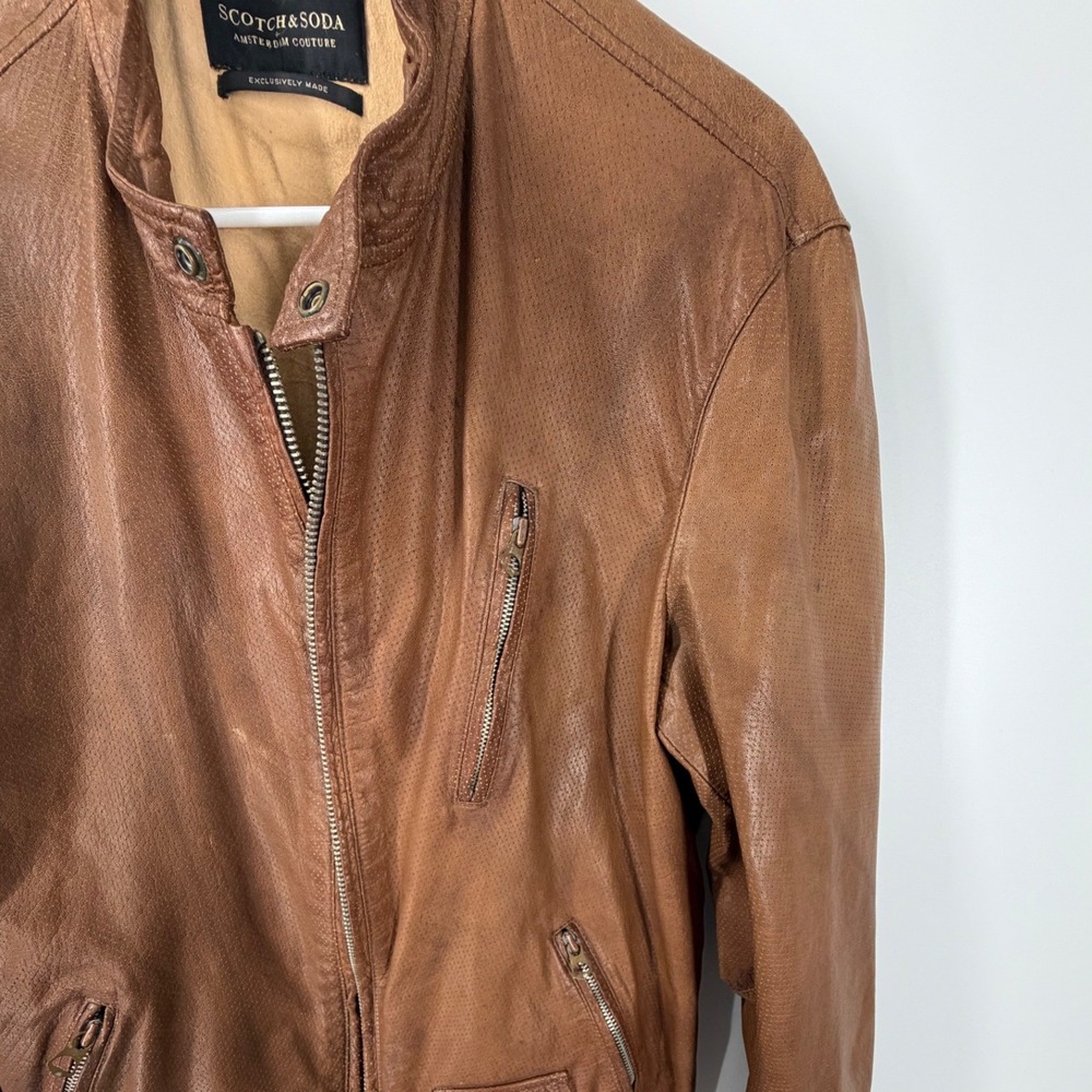 Scotch and Soda Goat Leather Jacket, Amsterdam Couture Exclusive Men's Size L - Picture 10 of 16